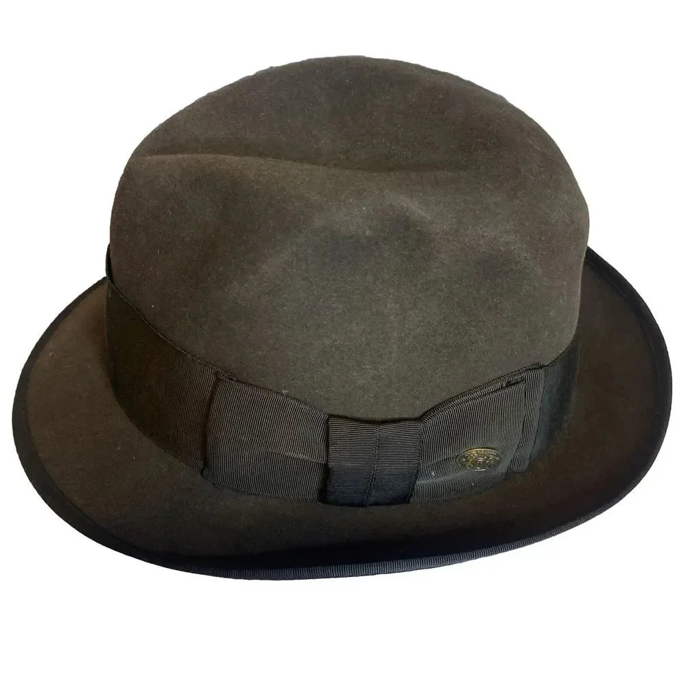 Vintage Byron Men`s Fedora Hat Brown  Wind Trolley, Kasmir Finish Size 8…